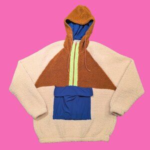 Funky, Soft Fleece Sweater with Hoodie Size L